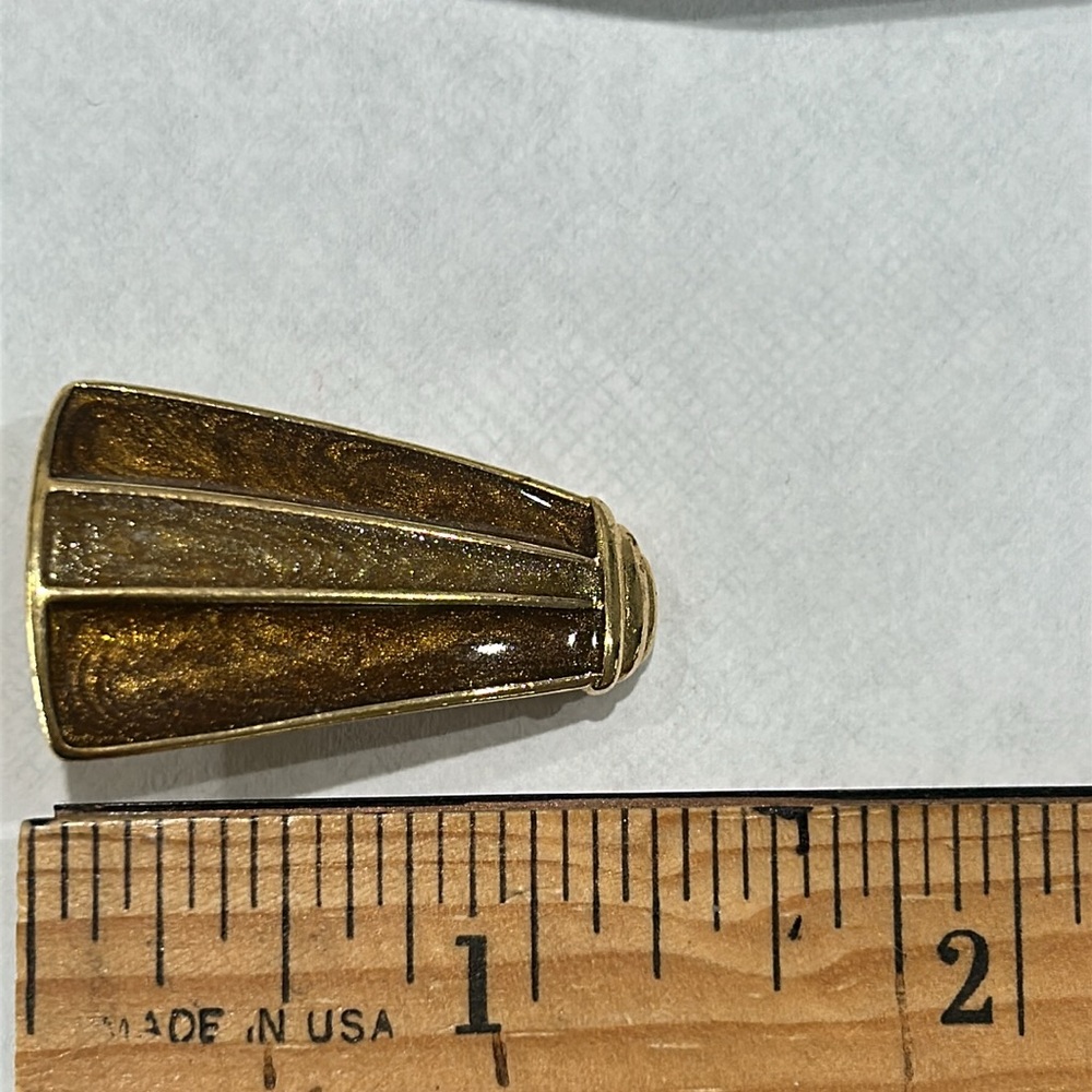 Trifari Vintage Enamel GeometricGold Tone Clip On Earrings - Picture 8 of 9